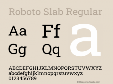Roboto Slab Regular Version 2.000; ttfautohint (v1.8.1.43-b0c9) Font Sample