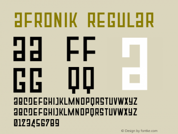 Afronik Regular Version 1.000 Font Sample