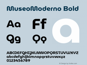 MuseoModerno Bold Version 1.001 Font Sample