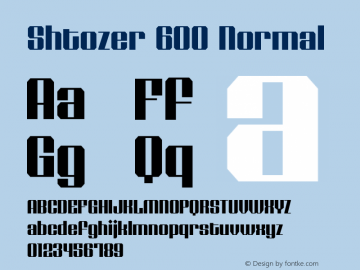 Shtozer-600Normal Version 1.000 Font Sample