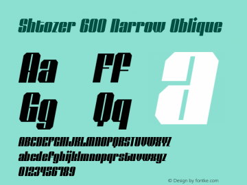 Shtozer-600NarrowOblique Version 1.000 Font Sample