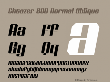 Shtozer-600NormalOblique Version 1.000 Font Sample