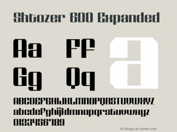 Shtozer-600Expanded Version 1.000; ttfautohint (v0.97) -l 8 -r 50 -G 200 -x 14 -f dflt -w G Font Sample
