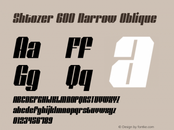 Shtozer-600NarrowOblique Version 1.000; ttfautohint (v0.97) -l 8 -r 50 -G 200 -x 14 -f dflt -w G Font Sample