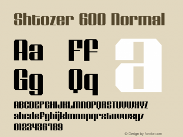 Shtozer-600Normal Version 1.000; ttfautohint (v0.97) -l 8 -r 50 -G 200 -x 14 -f dflt -w G Font Sample
