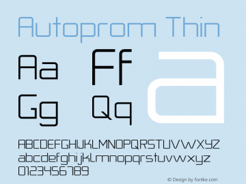 Autoprom Thin Version 1.000 Font Sample
