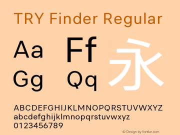 TRY Finder Regular Version 1.0 Font Sample
