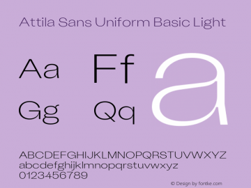 Attila Sans Uniform Basic Light Version 1.200 Font Sample