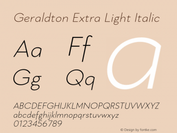 Geraldton-ExtraLightItalic Version 1.000图片样张