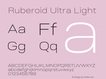 Ruberoid-UltraLight Version 1.000; ttfautohint (v0.97) -l 8 -r 50 -G 200 -x 14 -f dflt -w G图片样张