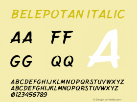 Belepotan RUS Italic Version 1.00;February 27, 2020;FontCreator 11.5.0.2430 32-bit Font Sample