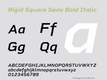 RigidSquare-SemiBoldItalic 1.000;PS 001.000;hotconv 1.0.88;makeotf.lib2.5.64775 Font Sample