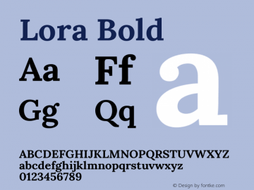 Lora Bold Version 3.000; ttfautohint (v1.8.3)图片样张