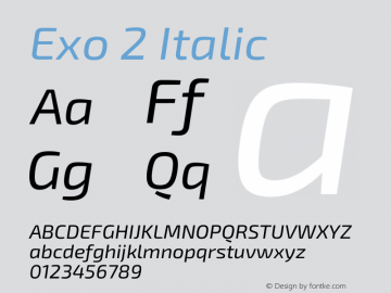 Exo 2 Italic Version 2.000 Font Sample
