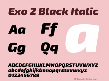Exo 2 Black Italic Version 2.000 Font Sample