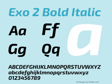 Exo 2 Bold Italic Version 2.000 Font Sample