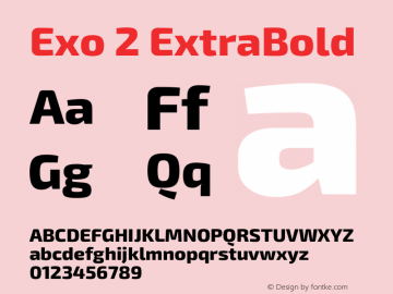 Exo 2 ExtraBold Version 2.000 Font Sample