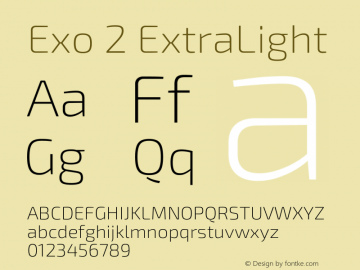Exo 2 ExtraLight Version 2.000 Font Sample