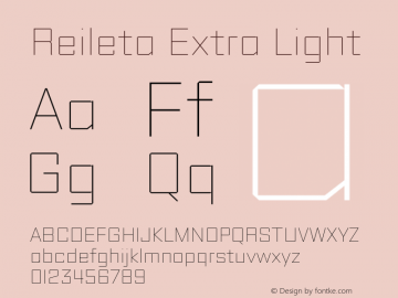 Reileta Extra Light Version 1.000;hotconv 1.0.109;makeotfexe 2.5.65596 Font Sample