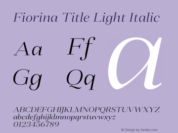 FiorinaTitle-LightItalic Version 1.000 Font Sample