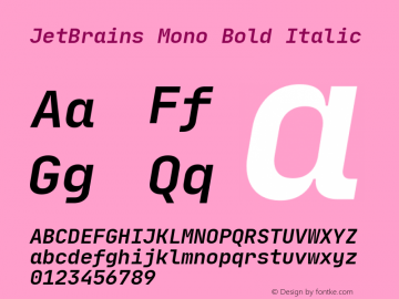 JetBrains Mono Bold Italic Version 1.0.5图片样张