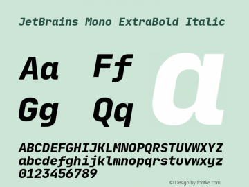 JetBrains Mono ExtraBold Italic Version 1.0.5图片样张