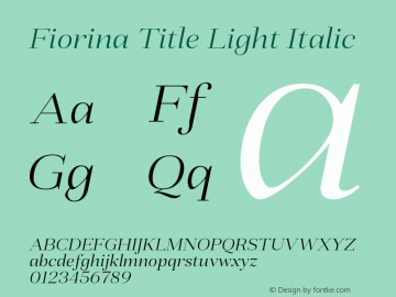 FiorinaTitle-LightItalic Version 1.000; ttfautohint (v0.97) -l 8 -r 50 -G 200 -x 14 -f dflt -w G Font Sample