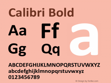 Calibri-Bold 1.000 Font Sample