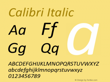 Calibri-Italic 1.000 Font Sample