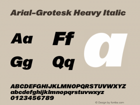 Arial-Grotesk Heavy Italic Version 1.000;PS 001.000;hotconv 1.0.88;makeotf.lib2.5.64775图片样张