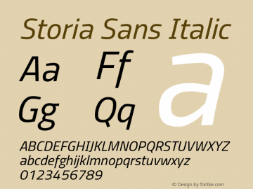 Storia Sans Italic Version 60.001;March 19, 2020;FontCreator 12.0.0.2522 64-bit Font Sample