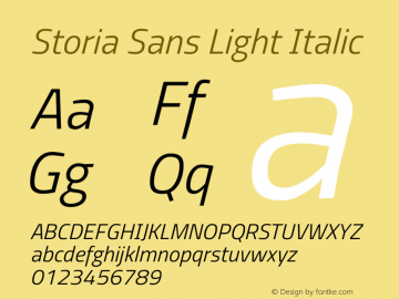 Storia Sans Light Italic Version 60.001;March 19, 2020;FontCreator 12.0.0.2522 64-bit Font Sample