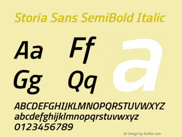 Storia Sans SemiBold Italic Version 60.001;March 19, 2020;FontCreator 12.0.0.2522 64-bit Font Sample