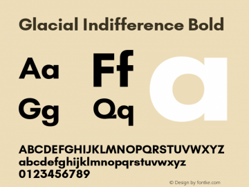 Glacial Indifference Bold Version 1.310;hotconv 1.0.109;makeotfexe 2.5.65596 Font Sample