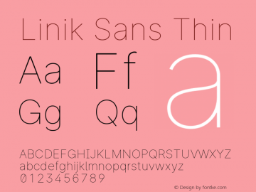 Linik Sans Thin Version 3.013;April 20, 2020;FontCreator 12.0.0.2522 64-bit; ttfautohint (v1.6)图片样张