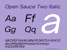 Open Sauce Two Italic Version 1.475 Font Sample