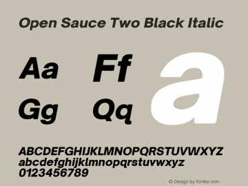 Open Sauce Two Black Italic Version 1.475 Font Sample