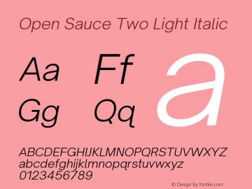 Open Sauce Two Light Italic Version 1.475图片样张