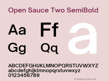 Open Sauce Two SemiBold Version 1.474 Font Sample