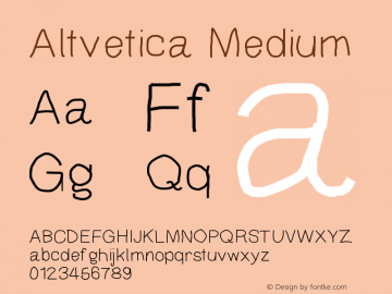 Altvetica Medium Version 001.000 Font Sample