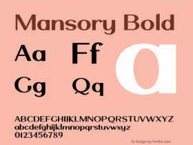 Mansory Bold Version 1.000;PS 001.000;hotconv 1.0.88;makeotf.lib2.5.64775 Font Sample