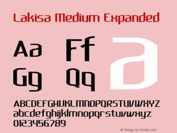 Lakisa Medium Expanded Version 1.0; Mar 2020 Font Sample