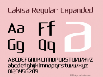 Lakisa Expanded Regular Version 1.0; Mar 2020 Font Sample