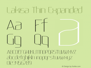 Lakisa Thin Expanded Version 1.0; Mar 2020 Font Sample