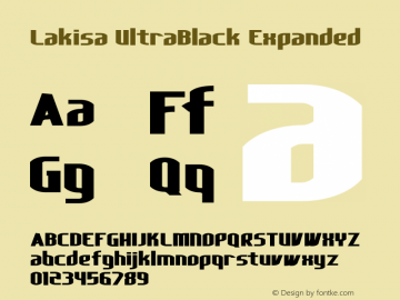 Lakisa UltraBlack Expanded Version 1.0; Mar 2020 Font Sample