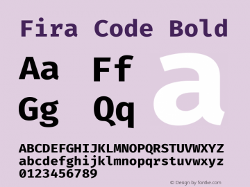 Fira Code Bold Version 3.001 Font Sample