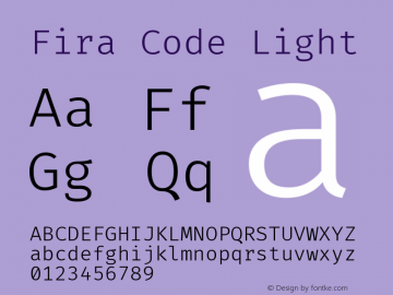 Fira Code Light Version 3.001 Font Sample