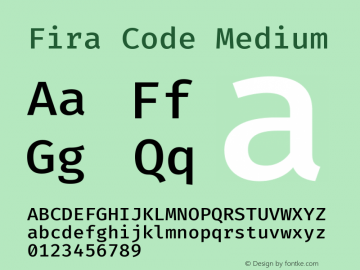 Fira Code Medium Version 3.001 Font Sample