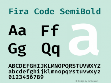 Fira Code SemiBold Version 3.001图片样张