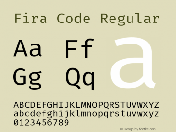 Fira Code Regular Version 3.001 Font Sample